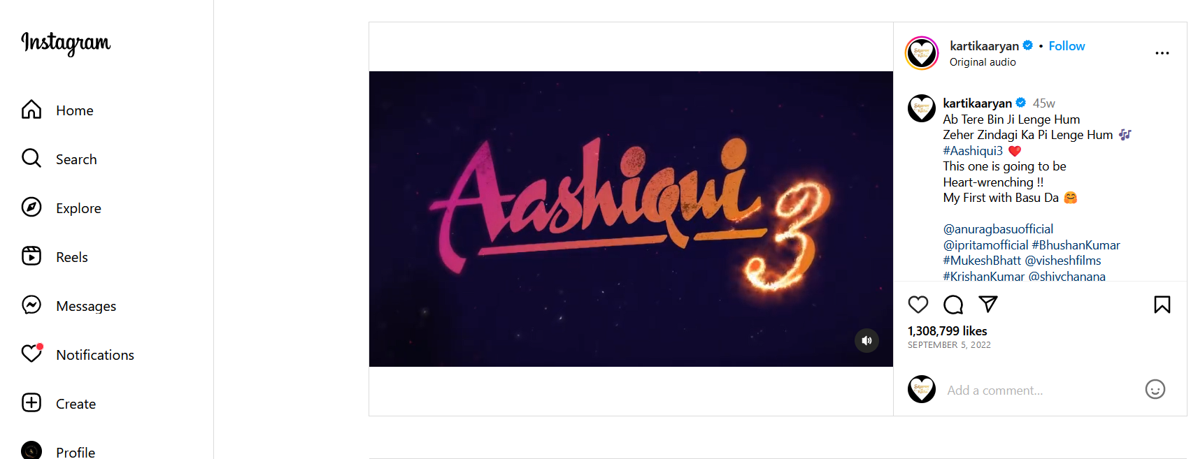 Aashiqui 3 Starrer Kartik Aaryan